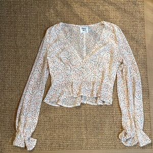 Princess Polly Floral Print Ruffle Hem Top Size 4